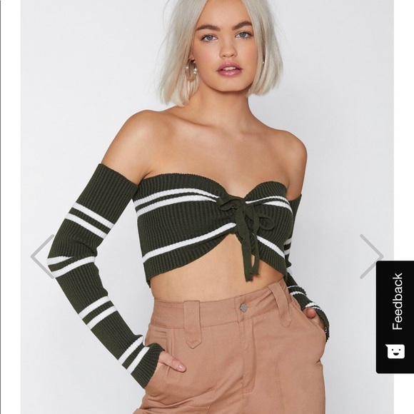 Striped green crop top - Picture 1 of 3